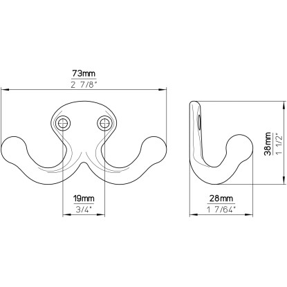 Siro Kavelj 582 kovinski Uni črna mat razdalja med luknjami 19 mm