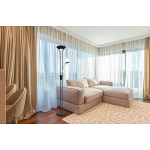 Globo Stoječa LED-svetilka Leonas 2-plamenska črna mat 255 x 1800 mm