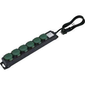 Električni razdelilnik s 6 vtičnicami in zaščitnim pokrovom