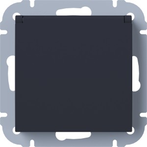 Vtičnica z zaščitnim kontaktom Leonie Črna s pokrovom