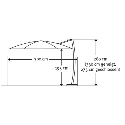 Schneider Senčnik Rhodos Ø 350 cm bordo z ročnim mehanizmom
