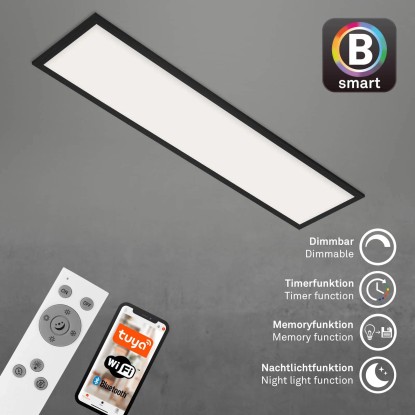 Brilo Stropna LED-svetilka Piatto S B-Smart Panel zatemnitvena črna 28 W