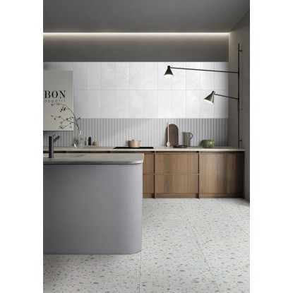 Talna ploščica Materia Terrazzo granitogres tem. siva mat kvadratna 60 x 60 cm