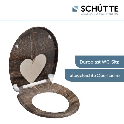 WC-deska Schütte Wood Heart duroplast avtomatsko spuščanje hitro odpenjanje