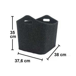 Košara za drva iz filca temnosiva oglata