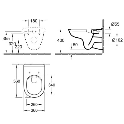 Villeroy & Boch O.Novo Komplet z visečo straniščno školjko