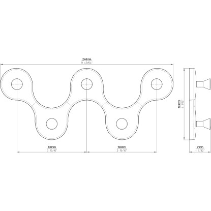 Siro Letvica s kljukicami 01047 umetna masa bela krom dolžina 248 mm 5 kavljev