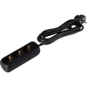 Električni razdelilnik s 3 vtičnicami, črn, 3 m