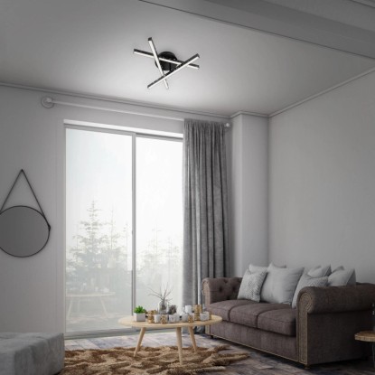 Brilo LED-stropna svetilka Rey 3-plamenska Črna