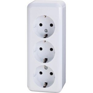 Nadometna vtičnica trojna bela