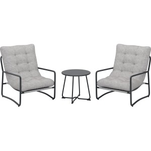 Komplet balkonskega pohištva Patterson 3-delni jeklo tekstil črna/bež