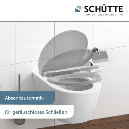 WC-deska Schütte siva duroplast z avtomatskim spuščanjem in hitrim odpenjanjem