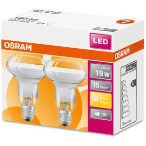 Osram LED reflektor R63 E27/2,8 W (180 lm) toplo bela 2-paket