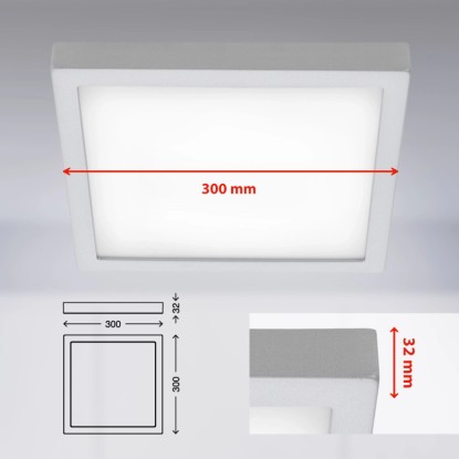 Briloner LED stropna in stenska svetilka Fire mat krom. 21 W nevt. bela 30x30 cm