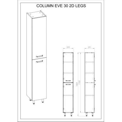 Visoka omarica Eve 30 cm 2 vrata bela