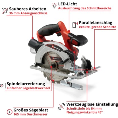 Einhell Power x-Change baterijska ročna krožna žaga TE-CS 18/165 Li Solo