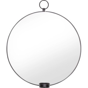 Stensko ogledalo z držalom za svečko Midnight Mystery 33,6 cm x Ø 29 cm črno