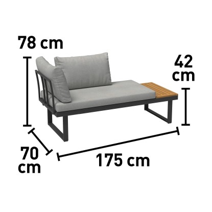 Zunanja sedežna garnitura Lipson 3-delna iz akacijevega lesa in aluminija Siva