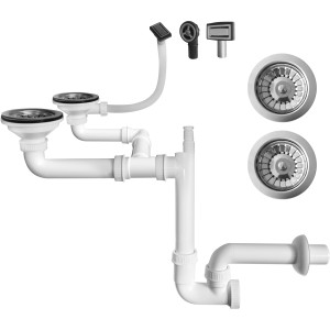 Miló Komplet cevnega sifona za dvojno korito Ø 114 mm