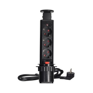 Orno Izskočna namizna vtičnica z 1,8-m kablom z zaščitnim kontaktom črna