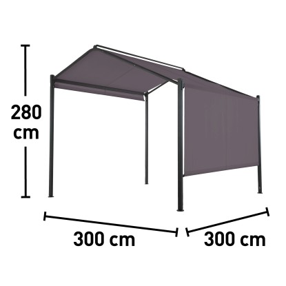 Jekleni paviljon Bacliff s stranskimi zavesami 3 m x 3 m x 2,8 m antracit