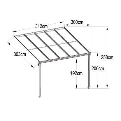 Floraworld Streha za teraso 312 cm x 303 cm