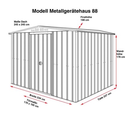 Globel Industries kovinska lopa 8x8 kovinsko srebrna Š x G: 234 cm x 237 cm