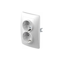 Vtičnica šuko dvojna 2P+E 16A 250V PW KS bela