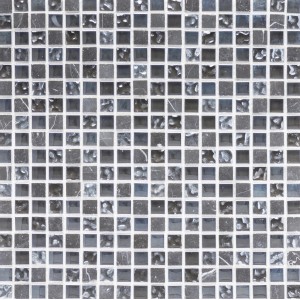 Mozaična ploščica iz stekla in marmorja biserno črna 30 cm x 30 cm