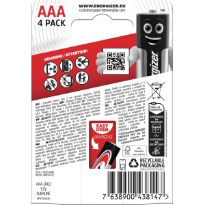 Energizer Alkalna baterija Max AAA Micro 4 kosi