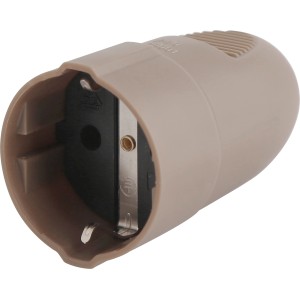 Vtičnica z zaščitnim kontaktom rjave barve