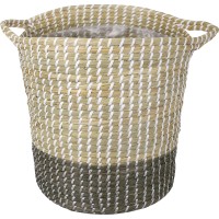 Košara za rastline iz morske trave Ø 38 cm x 40 cm natur-siva