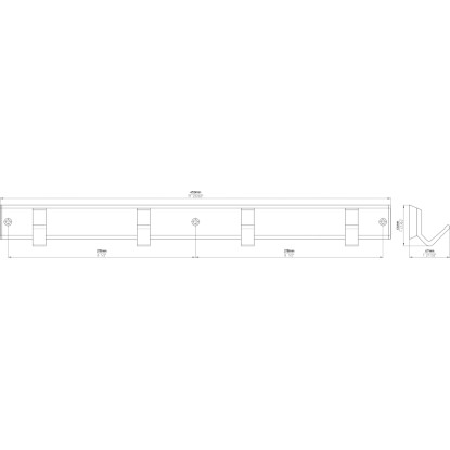 Siro Letvica s kljukicami 2083 aluminij naravni mat dolžina 450 mm 4 kavlji