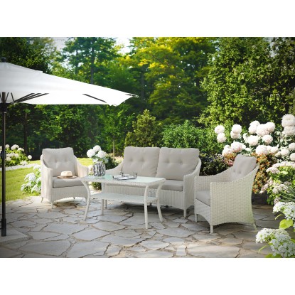 Gulfport Sedežna garnitura iz ratana 4-delna siva