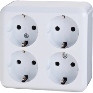 Nadometna vtičnica 4-kratna bela