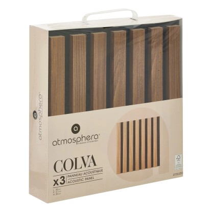 Akustični panel MDF oreh/črni filc 30 x 2,1 x 30 cm 3 kosi