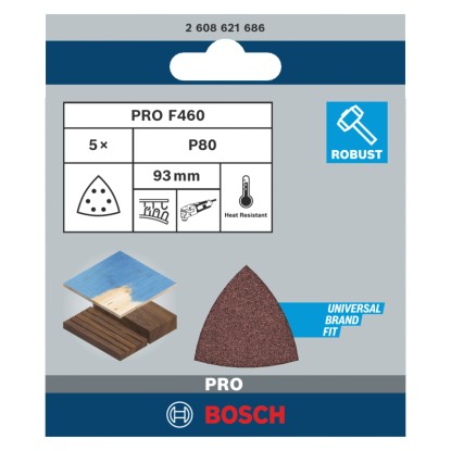 Bosch Delta brusilni list F460 Best for Wood and Paint 5 paketov zrnatosti 80