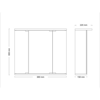 Jokey Omarica z ogledalom Funa LED 68 cm x 60 cm x 22 cm bela