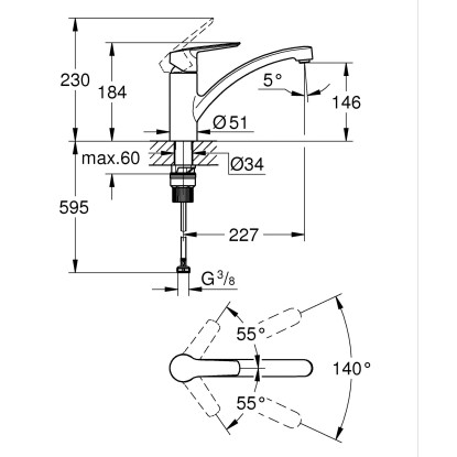 Grohe QuickFix Enoročna armatura za pomivalno korito Start črna