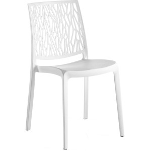 Stol za zlaganje London umetna masa in steklena vlaka Twist bel 83 x 43 x 55 cm