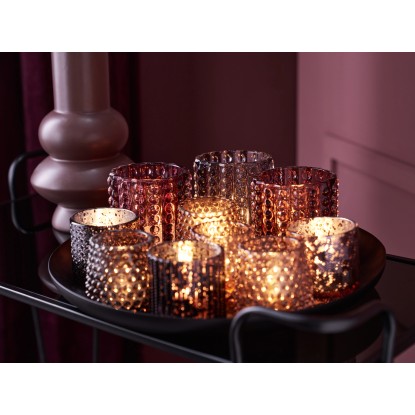 Stojalo za čajne svečke Midnight Mystery Temno sivo steklo 7 cm x Ø 7 cm