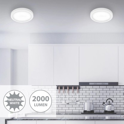Briloner LED stropna in stenska svetilka Fire bela Ø 30 cm
