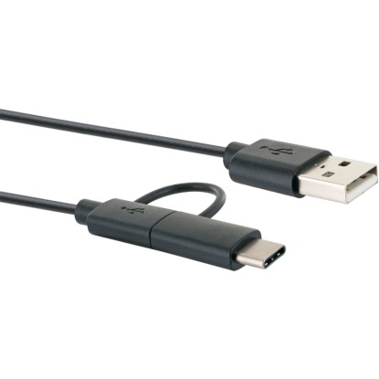 Schwaiger USB sinhr. in polnilni kabel USB 3.1 tip C/USB 2.0 Micro B črni 1 m