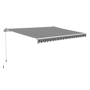 Markiza s pregibnimi rokami Aventura 400 cm × 250 cm, sivo bela črtasta