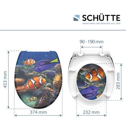 WC-deska Schütte Sea Life duroplast avtomatsko spuščanje hitro odpenjanje