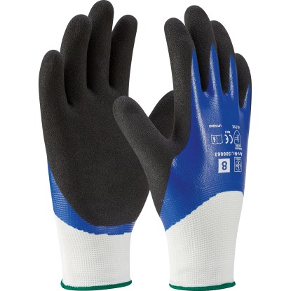 Vrtne rokavice s polnim premazom iz nitrila modro-črne velikost 8