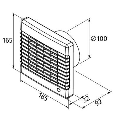 Ventilator System Ø 100 z žaluzijami in časovnikom
