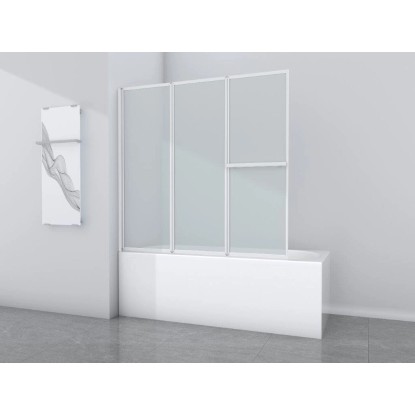 Aurlane Zložljiva stena za kopalno kad White Comfort 145,4x140 cm bela 3-krilna