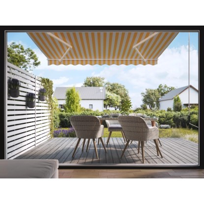 Markiza s pregibnimi rokami Aventura 300 cm x 200 cm rumeno-bela črtasta