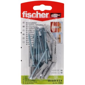 Fischer Univerzalni zidni vložek UX 6 x 35 RSK (z robom) z vijakom (10 kosov)